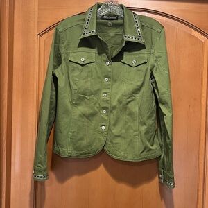 Christine Alexander Olive Embellished Bling Jacket